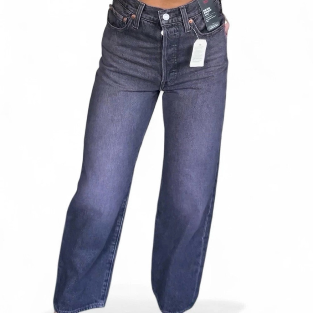 NWT Levi's Ribcage Women's SIZE 27 L27 Straight Ankle Denim Jeans Black Purple
